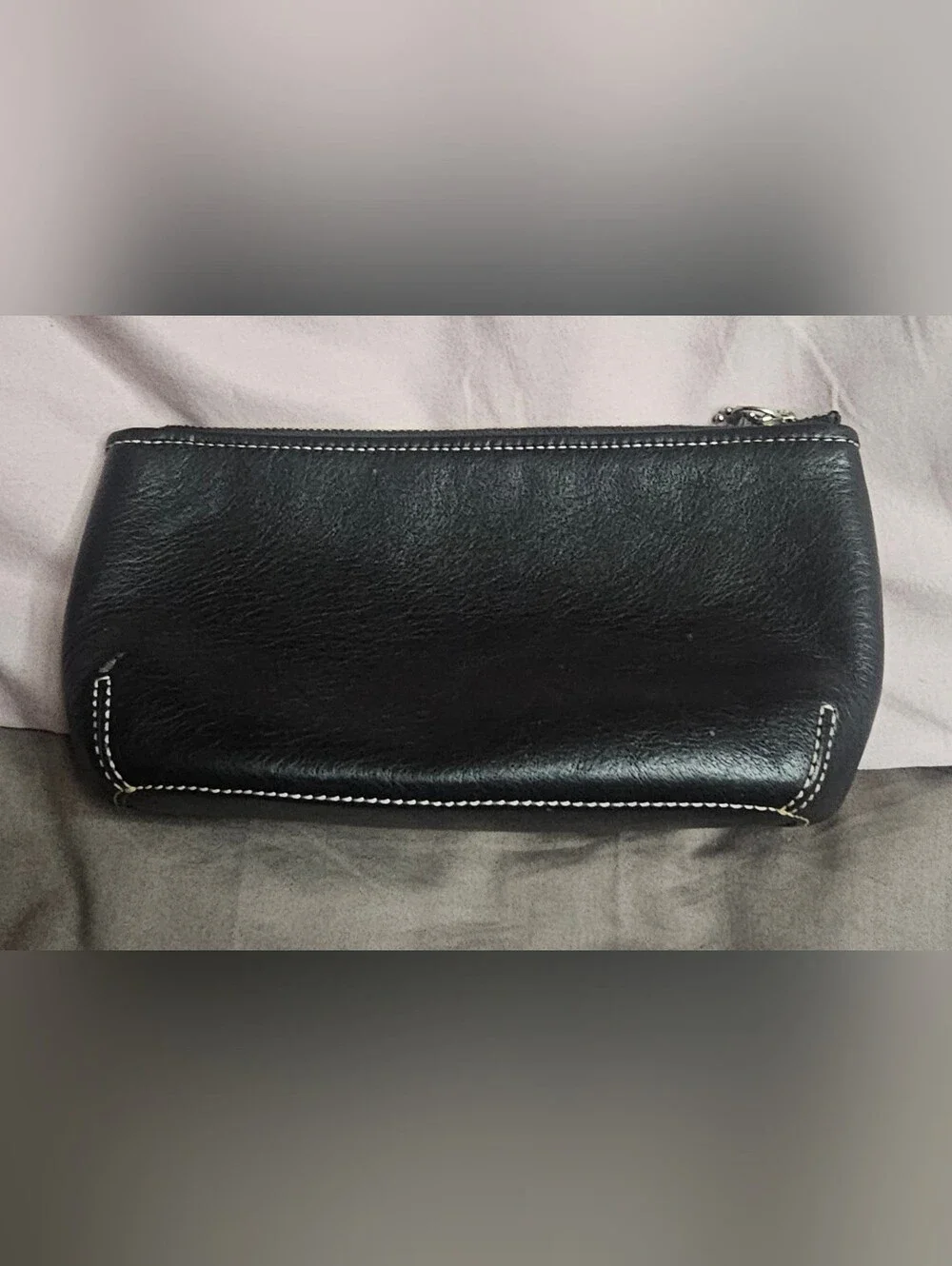 Coach Black Leather Makeup Bag Or Pouch - Vintage Signature Embossed
